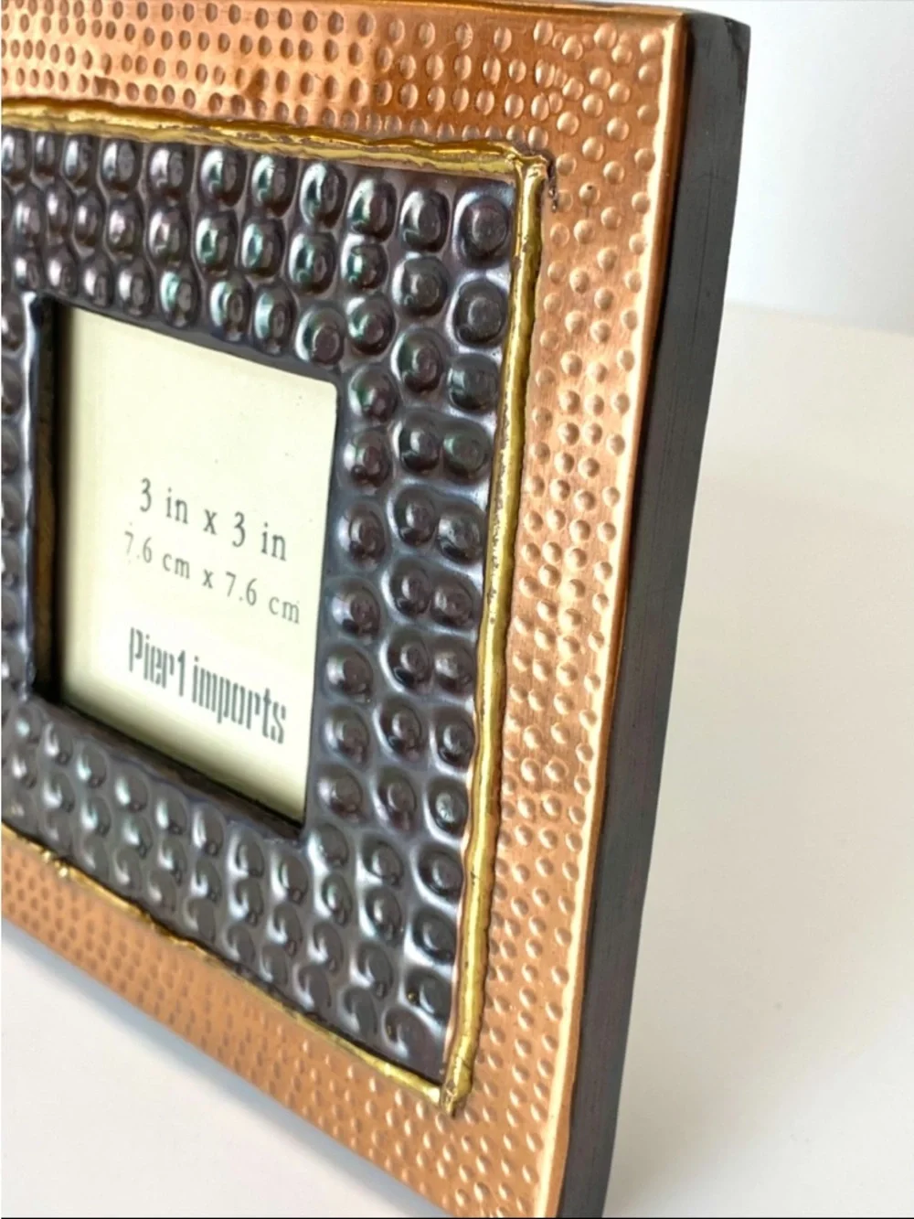 Decorative PIER 1 Hammered Copper, Bronze & Gold 3X3 Square Picture Frame